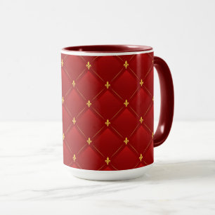 Caneca desenho art nouveau vermelho e dourado