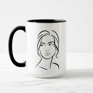Caneca Desenho da face de uma mulher de linha 4