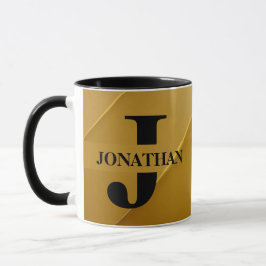 Caneca Desenho de Apreciação de Nome Inicial do Papai em 