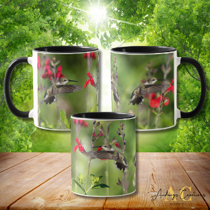 Caneca Desenho de Beija-Flor-de-Pescoço-Rubro