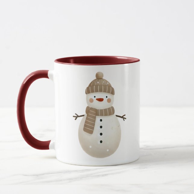 Caneca Desenho de Boneco de Neve Natal Adorável (Esquerda)