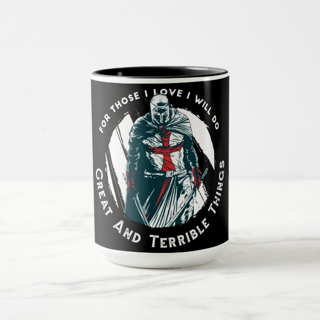 Caneca Desenho de Citação de Cavaleiro Corajoso (Centro)