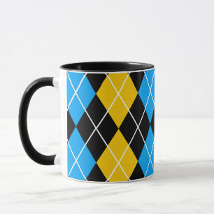 Caneca Desenho de Diamante Argyle Amarelo Azul Preto