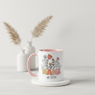 Caneca Desenho de Flor Silvestre do Ano da Mamãe Floral