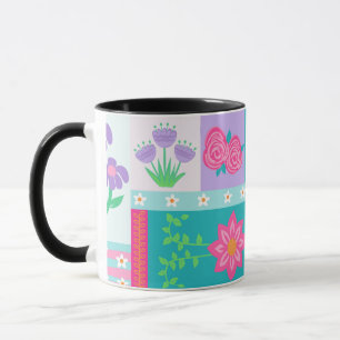 Caneca Desenho de Flores Vibrantes em Flor