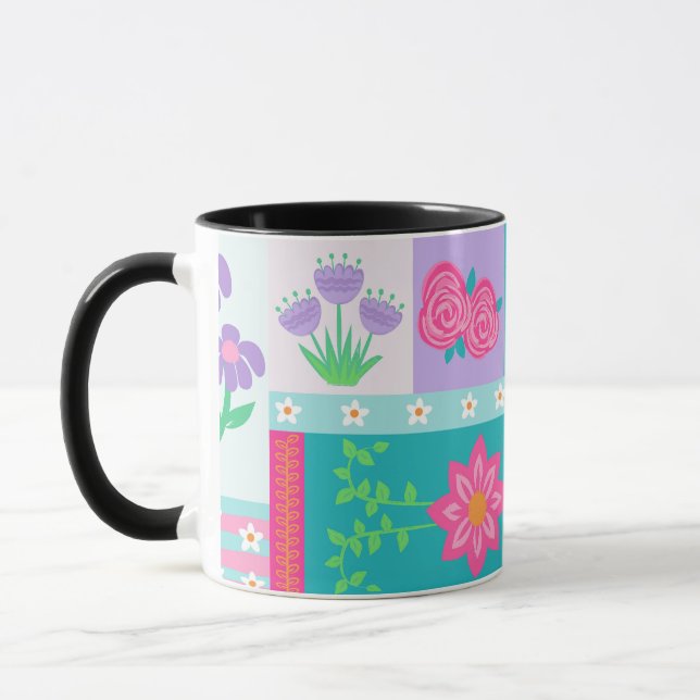 Caneca Desenho de Flores Vibrantes em Flor (Esquerda)
