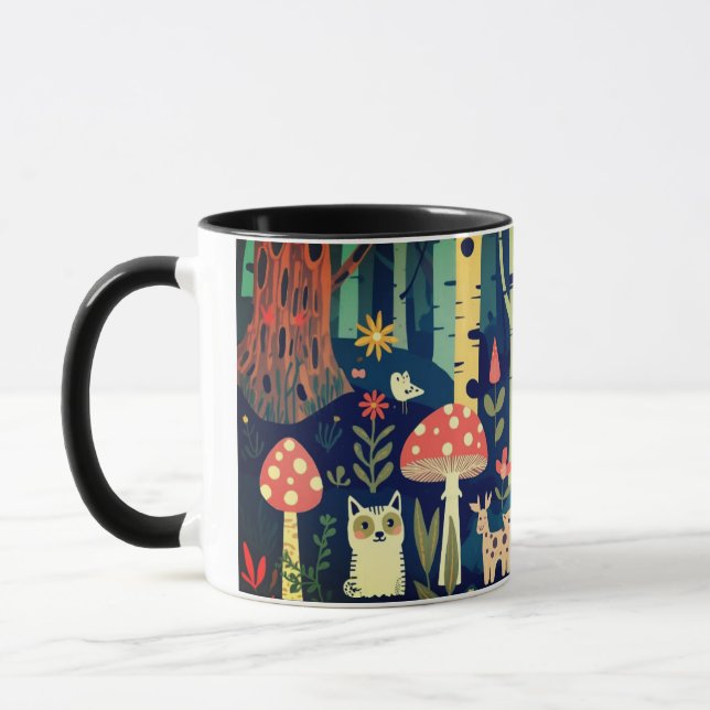 Caneca desenho de floresta psicodélica (Esquerda)
