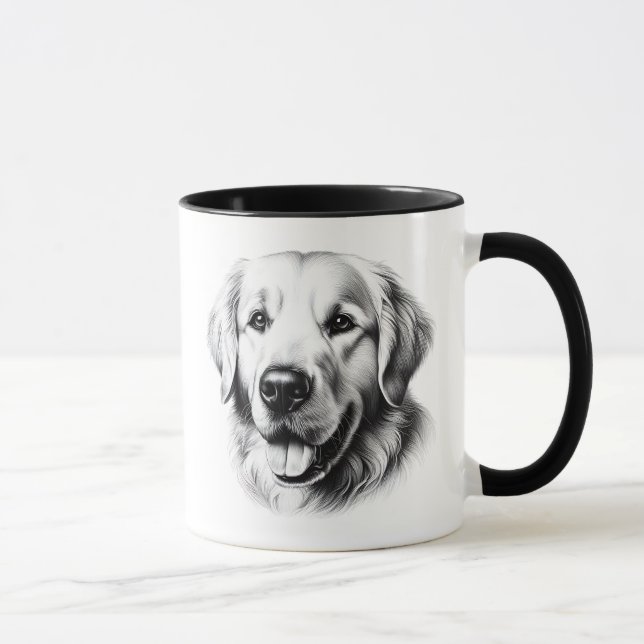 Caneca Desenho de Golden Retriever (Direita)
