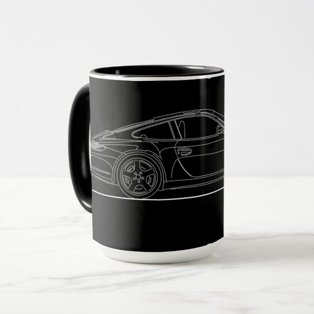 Caneca Desenho de Linha 997 do Carro Esportivo Alemão (Frente Esquerda)
