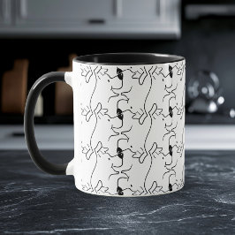Caneca Desenho de linha de cabeça de cachorro moderno pad