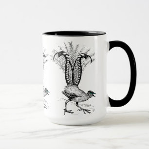 Caneca Desenho de linha preta - Pássaro de Lyre