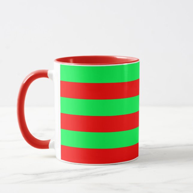 Caneca Desenho de Listras Vermelhas e Verdes (Esquerda)