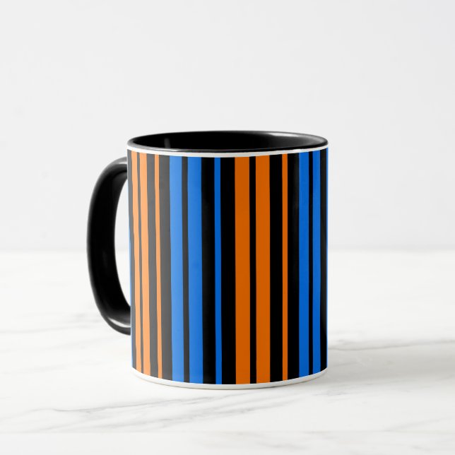 Caneca Desenho de Listras Verticais Laranja Azul  (Frente Esquerda)