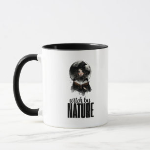 Caneca Desenho de Lua Cheia da Natureza da Bruxa Gótica