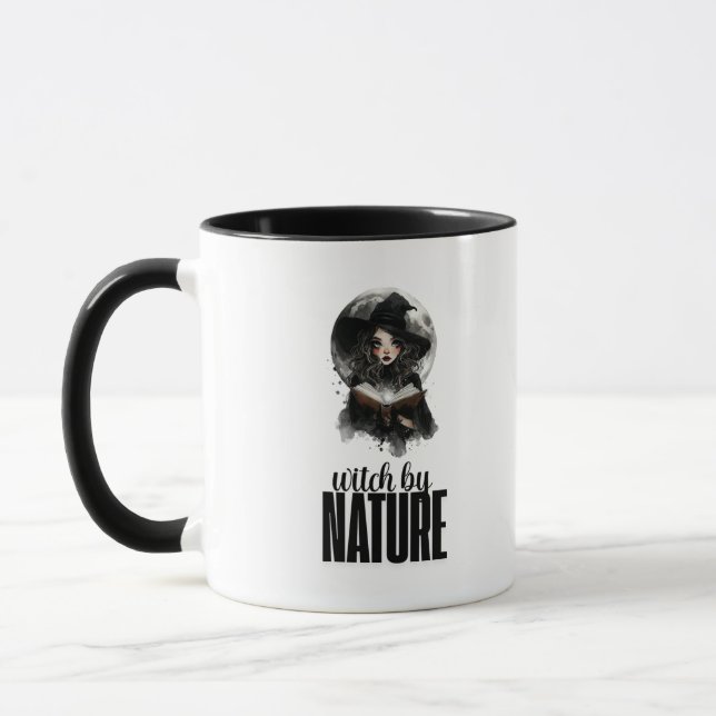Caneca Desenho de Lua Cheia da Natureza da Bruxa Gótica | (Esquerda)