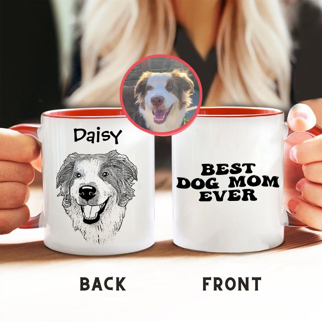 Caneca Desenho de Mão de Cachorro Australiano Personaliza (Criador carregado)