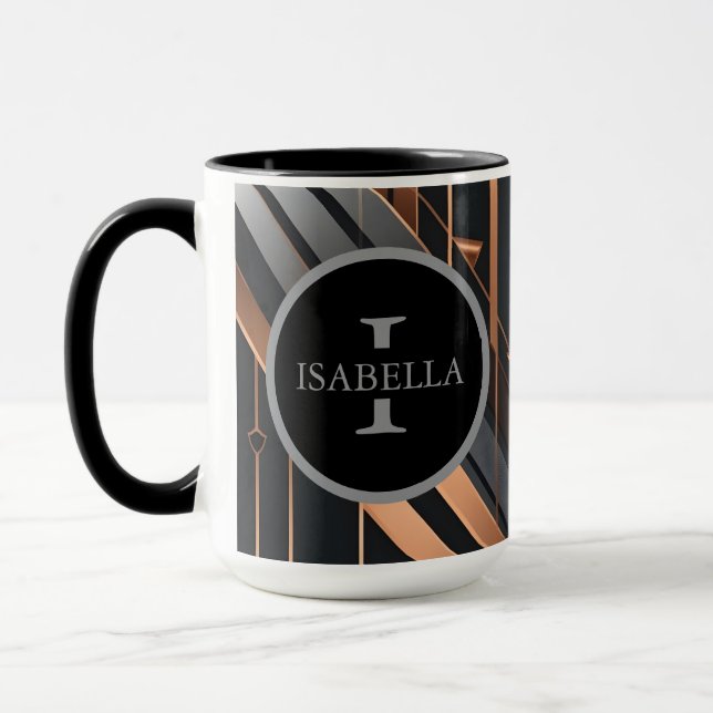 Caneca Desenho de Nome em Círculo com Monograma Art Deco (Esquerda)