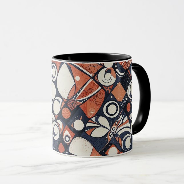 Caneca desenho de padrão abstrato geométrico 3 (Frente Esquerda)