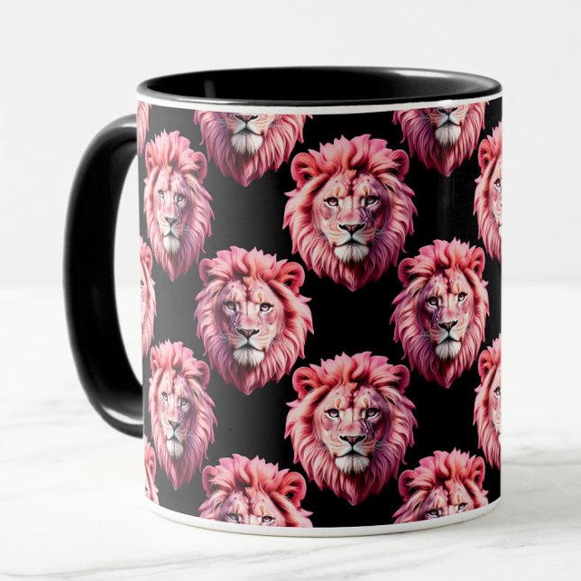 Caneca Desenho de padrão de animal com cabeça de leão ros (Criador carregado)