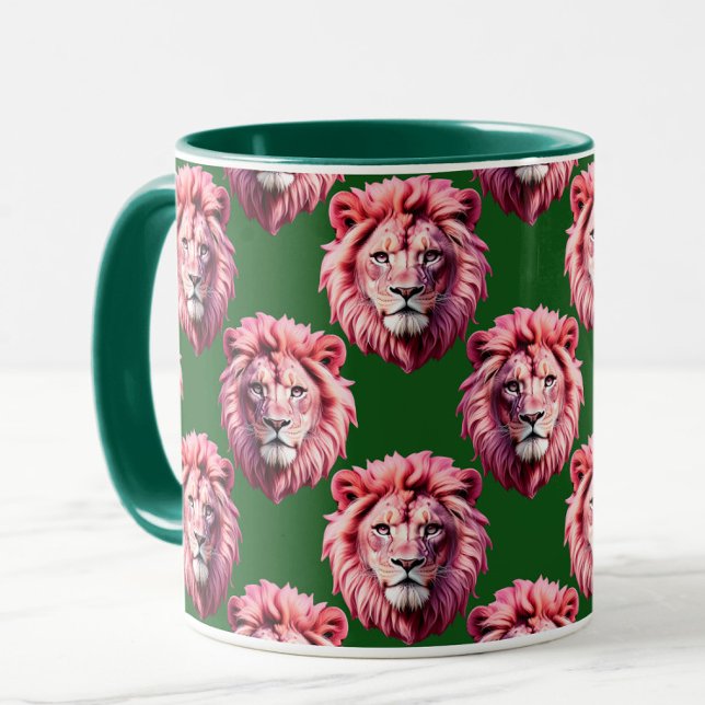 Caneca Desenho de padrão de animal com cabeça de leão ros (Criador carregado)