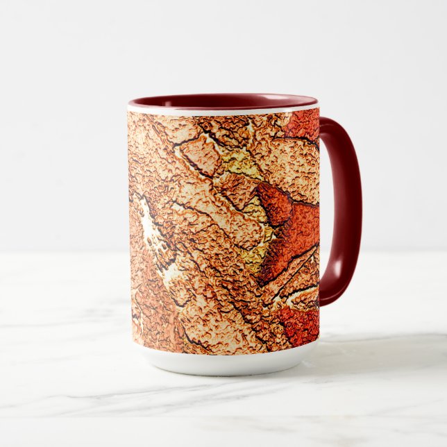 Caneca Desenho de pedra vulcânica pintada a laranja verme (Frente Esquerda)