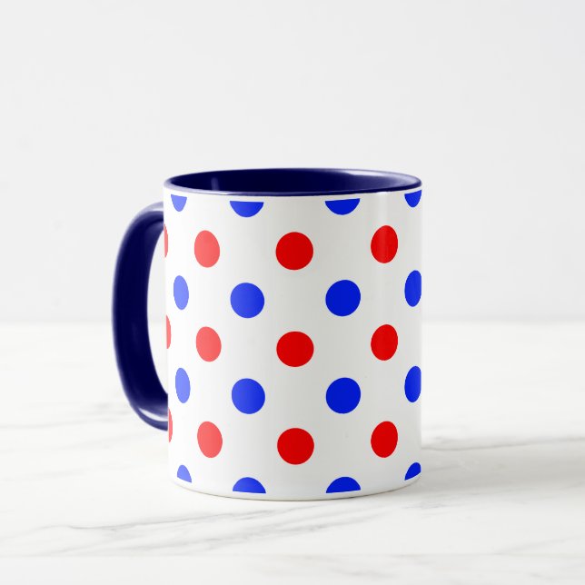 Caneca Desenho de Pontos Brancos Vermelhos e Azuis (Frente Esquerda)