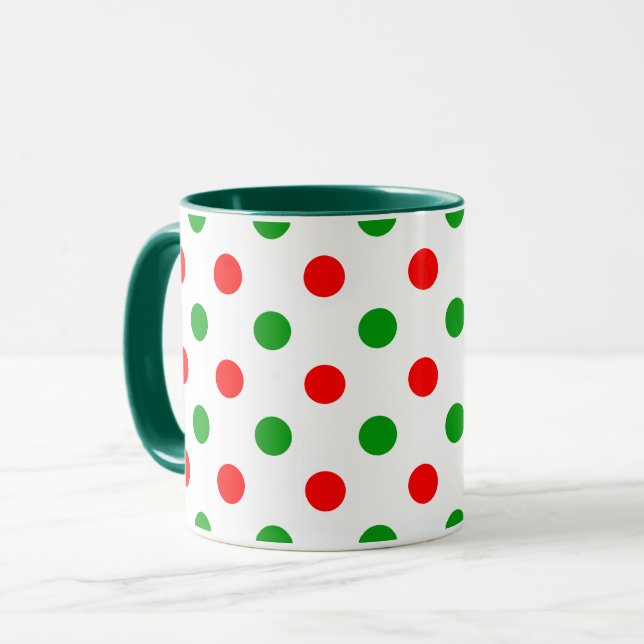 Caneca Desenho de Pontos Brancos Vermelhos e Verdes (Frente Esquerda)