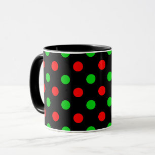 Caneca Desenho de Pontos Pretos Vermelhos e Verdes