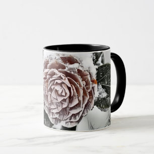 Caneca Desenho de Rosa congelado nevado