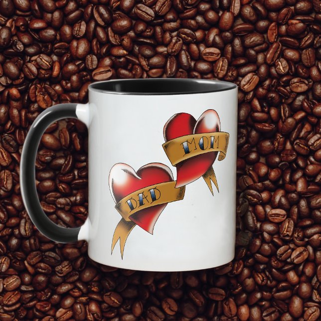 Caneca Desenho de Tatuagem de Faixa de Papai e Mamãe Cora (Criador carregado)
