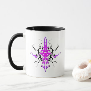 Caneca Desenho de Tatuagem Tribal de Máscara Abstrata - r