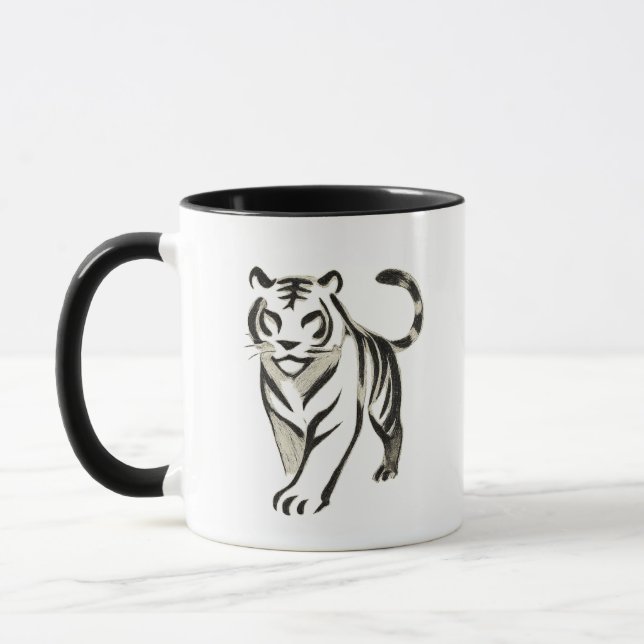 Caneca Desenho de Tigre Andando - Design de Tigre (Esquerda)