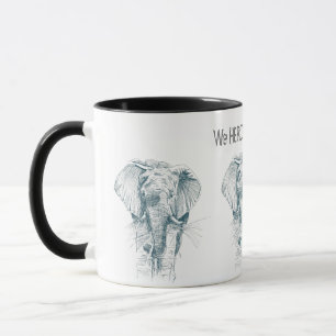 Caneca Desenho de Tinta Elefante e Um Encantado Engraçado