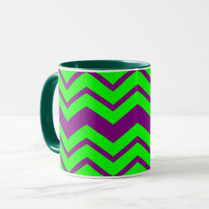 Caneca Desenho de ziguezague em chevron verde roxo