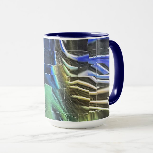 Caneca desenho do mosaico abstrato ligeiramente esculpido (Frente Esquerda)