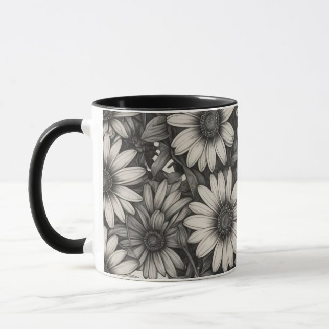 Caneca Desenho em tons de cinza africanos Daisy (Esquerda)