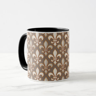 Caneca Desenho Flor-de-lis Terra Neutra Marrom