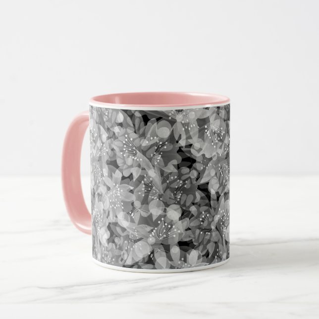 Caneca Desenho floral de flores cor-de-rosa lindas e fofa (Frente Esquerda)