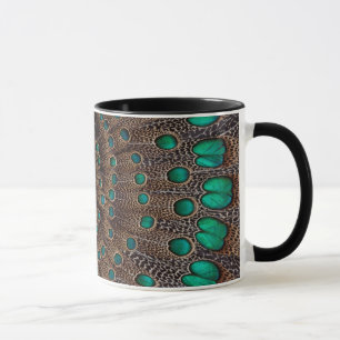 Caneca Desenho Fractal de Pena de Faisão