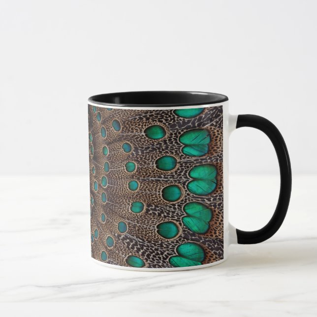 Caneca Desenho Fractal de Pena de Faisão (Direita)
