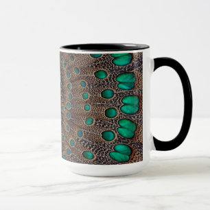 Caneca Desenho Fractal de Pena de Faisão
