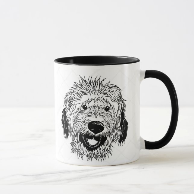 Caneca Desenho ilustrado de Goldendoodle (Direita)