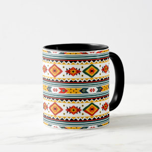 Caneca Desenho Nativo Americano - Verde Ferrugem Laranja