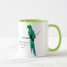 Caneca Desenho quetzal Ilustração das aves Aquarela