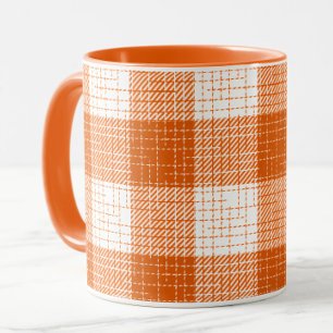 Caneca Desenho Xadrez Bold Laranja e Branco