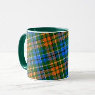 Caneca Desenho Xadrez Escocês Laranja Verde Azul 