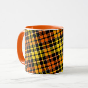 Caneca Desenho Xadrez Tartan Preto Amarelo Laranja