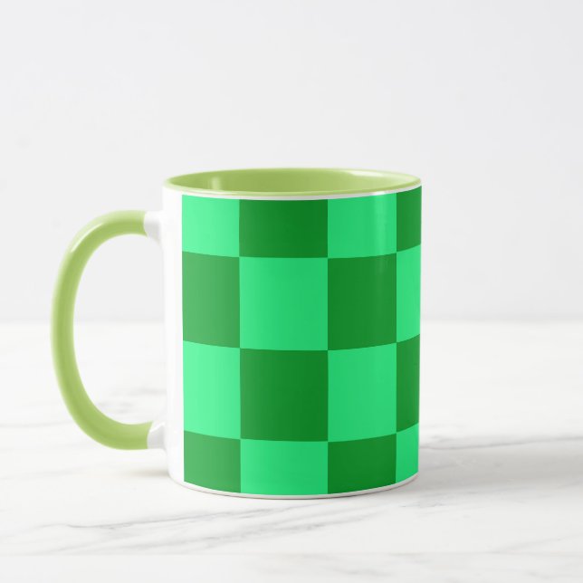 Caneca Desenho Xadrez Verde Claro Escuro (Esquerda)