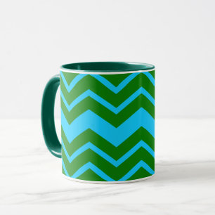 Caneca Desenho Ziguezague Chevron Azul Verde