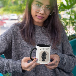 Caneca Desenho Zodiacal Feminino de Virgem Marrom Preto 1